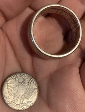 Handmade Morgan Silver Dollar Coin Ring With Center Cutout Approximately Size 14
