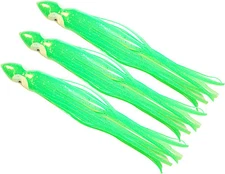5.5" to 8.5" Octopus Squid Hoochie Replacement Skirt - Chartreuse Green - 3 Pack