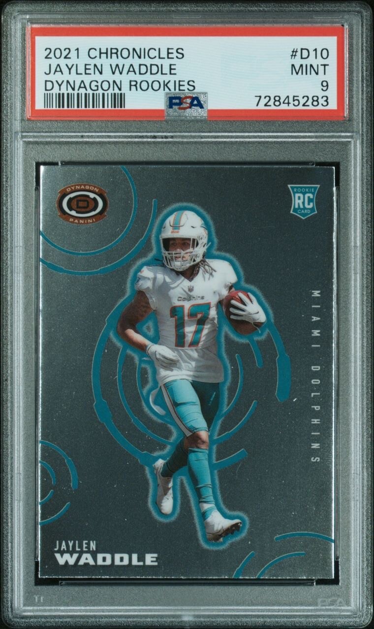 2021 PANINI CHRONICLES DYNAGON ROOKIE RC #D-10 JAYLEN WADDLE  DOLPHINS PSA 9