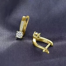 14K Yellow Gold Plated In 2Ct Round Cut Simulated Diamond Drop Clip On Earrings