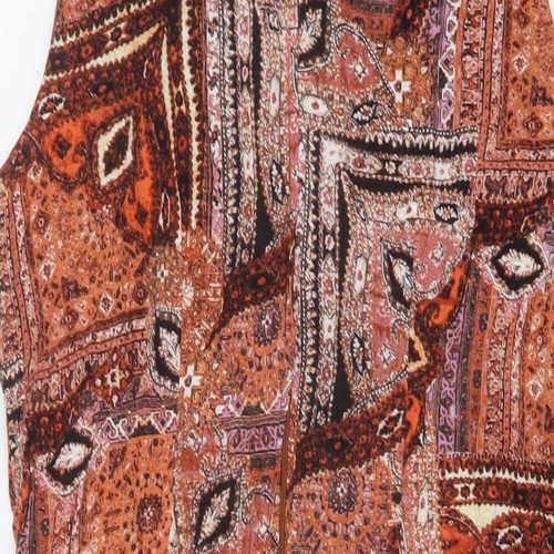 Dorothy Perkins Womens Orange Geometric Viscose A-Line Size 16 Round Neck Zip - Picture 4 of 10