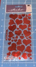Ek Success Sticko Foil Hearts Red STICKERS Scrapbooking, Valentines, 41pcs