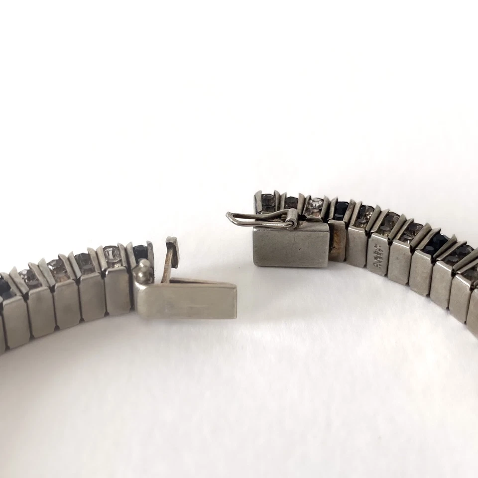 Pulsera Art Déco DRGM De Schreiber & Hiller - Metal Plateado, Ónix & Strass 1930 - Imagen 3 de 4