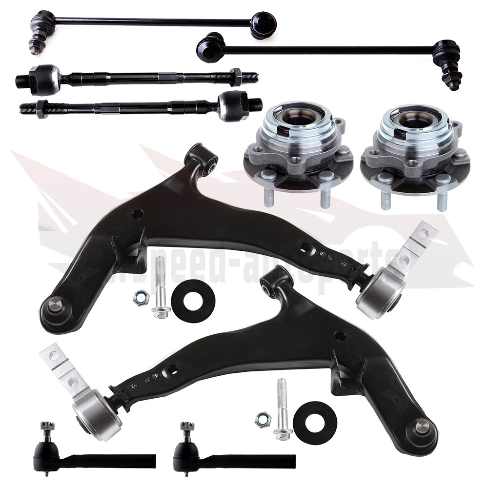 10PCS Front Suspension Parts for Nissan Murano - Ball Joint, Tie Rod, Sway Bar, Wheel Bearing Hub