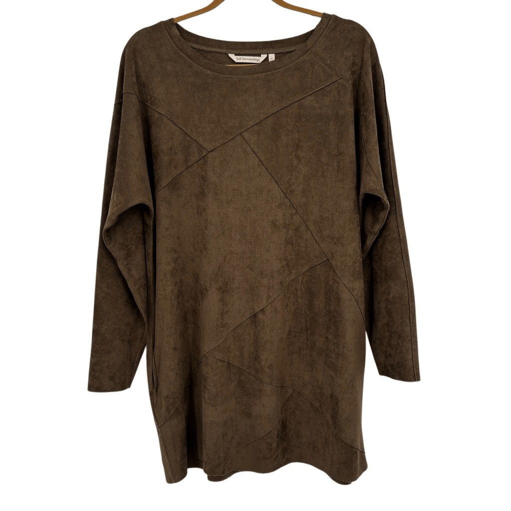 Soft Surroundings Suede Patchwork Section Dress W… - image 1