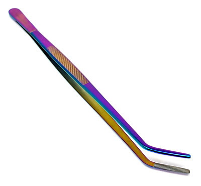 THUMB DRESSING FORCEPS BLUNT SERRATED 12'' ANGLED TWEEZERS GERMAN STAINLESS CE