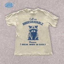 Biodegradable Vintage Raccoon T-Shirt Funny Trendy Tee for Her or Him