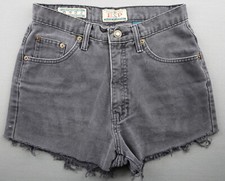 Vintage Womens EXP Express High Rise Cut Off Jean Shorts USA Black Sz 7/8 27x2 