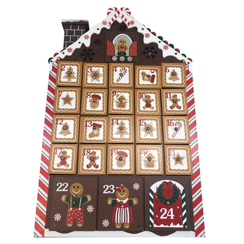 Heaven Sends Novelty Gingerbread Wooden Christmas Light Up Advent Calendar