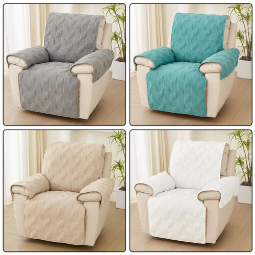 Recliner Quilted Sofa Cover Cushion Armrest Pad Couch Slipcover Pet Protector AU - Foto 1 di 19
