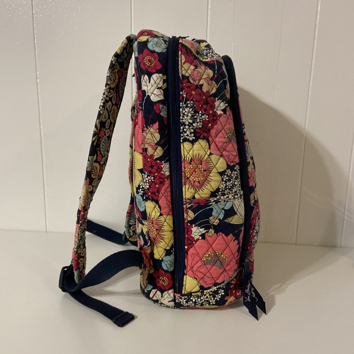 Large Quilted Vera Bradley Laptop Backpack--- Colorful Happy Snails Flor… Vera Bradley Large Laptop Campus Backpack Happy Snails Print  main image 2