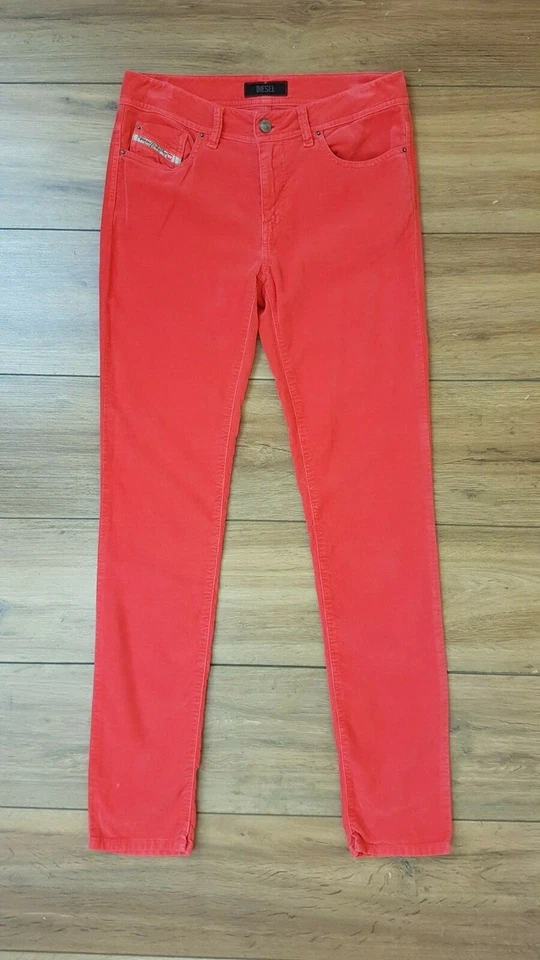 DIESEL P-Malphas-G Womens Jeans UK 10 Red Needlecord Skinny Stretch W29 L31 - Image 2 of 4