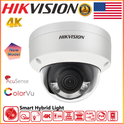 Hikvision 4K 8MP Smart Hybrid Light ColorVu Dome IP Camera Mic DS-2CD1183G2-LIU