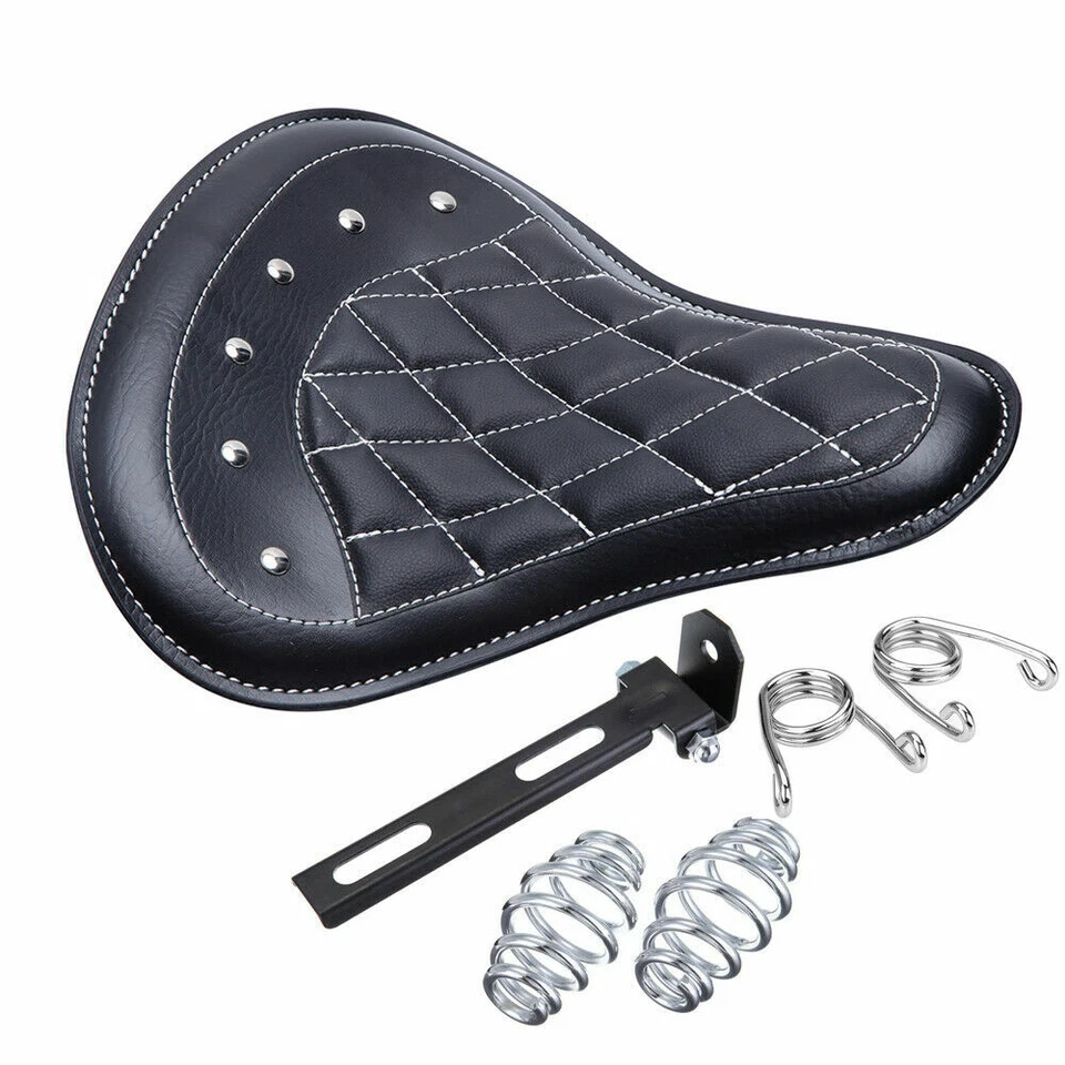 Motorcycle 13" Large Spring Solo Bracket Seat For Harley Davidson Chopper Bobber - Image 4 of 4