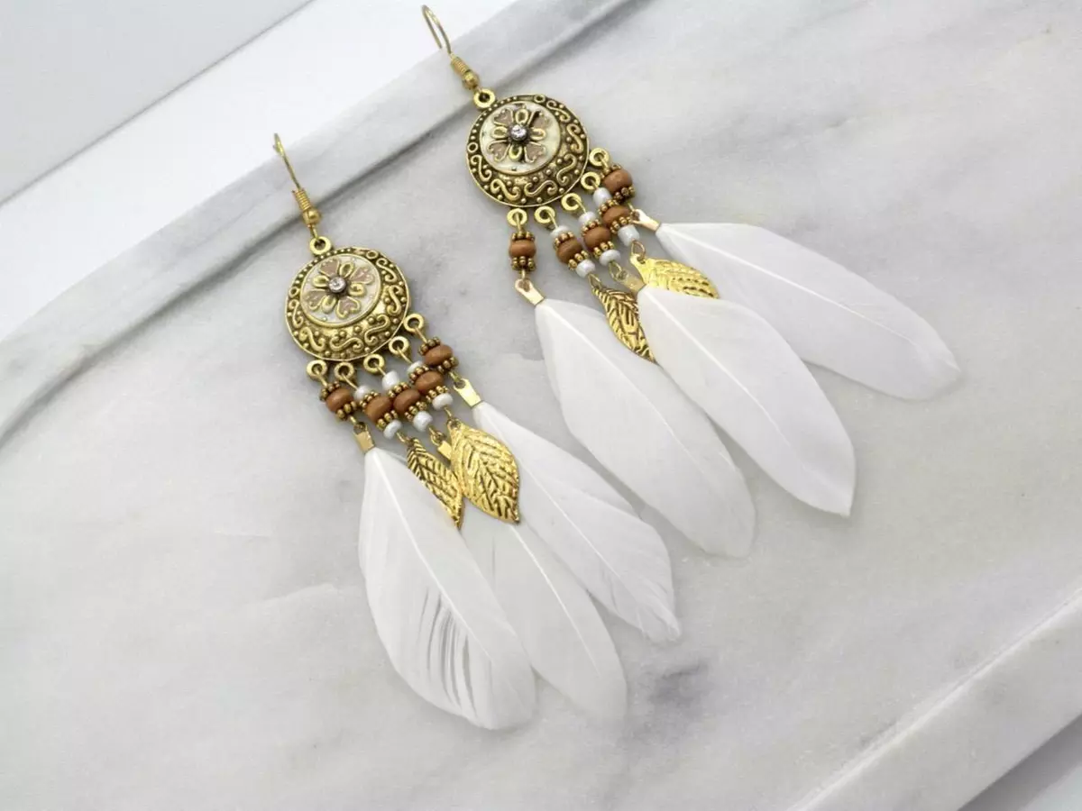 Feather earrings ebay sale