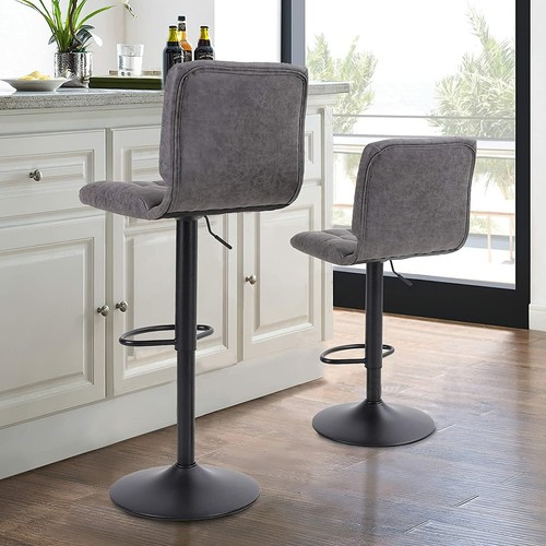 Set of 2 Adjustable Modern Swivel Bar Stools Dining Chair Counter Height Gray - Picture 5 of 12