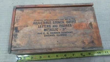 C.H. Hanson 3" Adjustable Lock-Edge Stencils in Dovetailed Wooden Box - Vintage