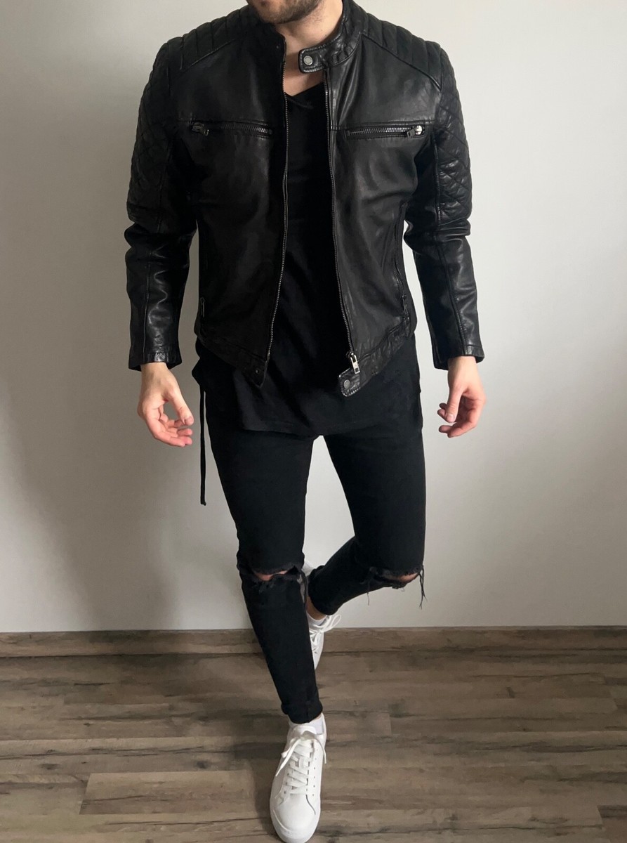 Neu Be Edgy Lederjacke MASK MOE FAR S M L XL XXL Dunkelgrau