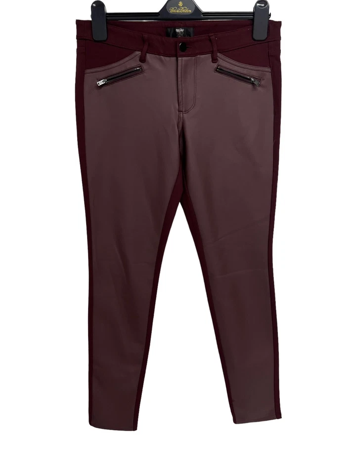 Mossimo Women's Faux Leather Pull On Burgundy Skinny Leg Dress Pants Size 8 Foto 4 de 4