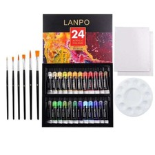 24 Color Acrylic Professional Paint Set DIY Hobby Artists 12ml/tube