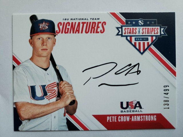 PETE CROW ARMSTRONG 2020 USA STARS STRIPES ROOKIE ON CARD AUTO D 