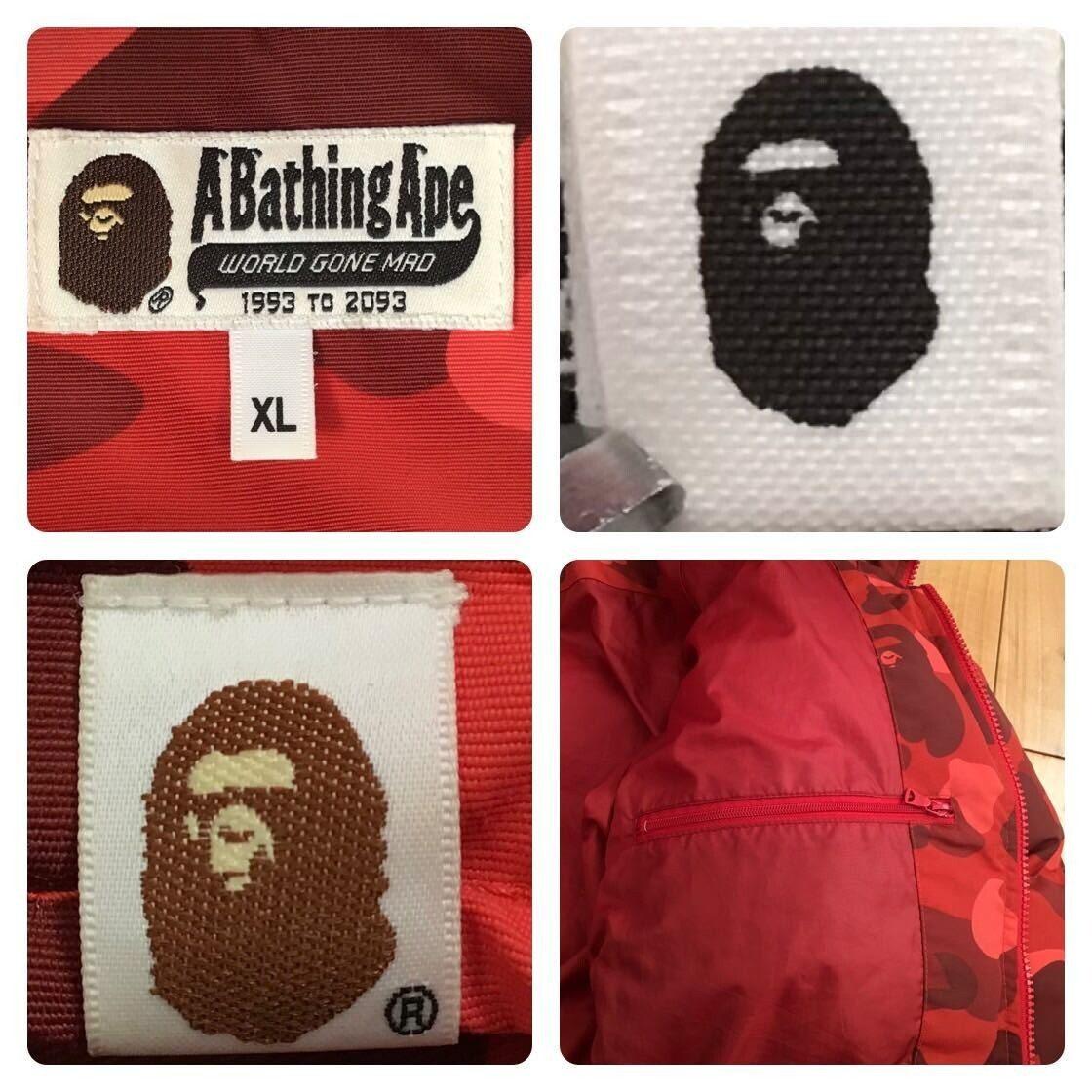BAPE Shark full zip hoodie Down Jacket Red camo A Bathing BAPE Shark full zip hoodie Down Jacket Red camo A Bathing