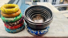 Full Moon Bowl Set of 7 Tibetan Tuned Singing Bowls for Seven Chakras 4-8 inches
