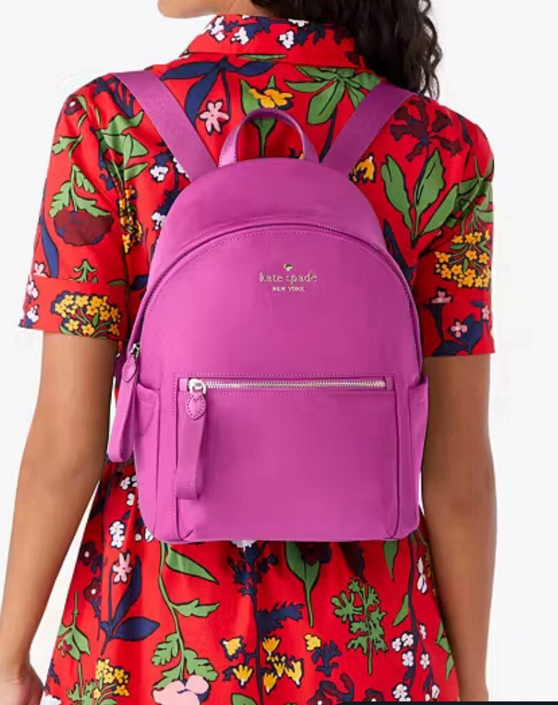 NWT Kate Spade Chelsea Medium Nylon Backpack Dark Pink Baja  display picture 1
