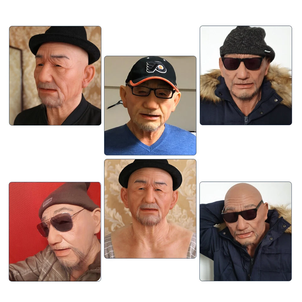 Dokier Silicone Old Man Mask Face Props Hoods Headwear Halloween Cosplay - Image 3 of 4