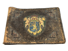 Vintage Photo Album  Genuine Tooled Leather Cover w/ 63 Black  White Photos