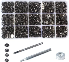 100 Sets - 12Mm(1/2") Metal Line 20 Gunmetal Black Plated Steel Snaps Fastener L