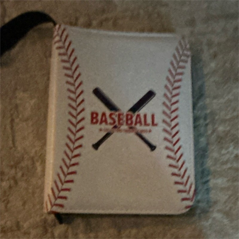 Baseball 3-Ring Binder With Zipper, 4-Pocket Pages, White/Black/Red