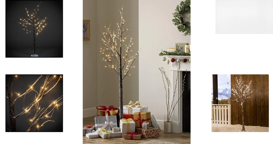 Pre-Lit 4ft Snowy White Birch Twig Tree for Indoor & Outdoor Festive Decor - Image 2 of 4