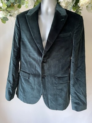 TED BAKER Smoking Anzug Sakko Herren TB 3 UK M dunkelgrün Samt Dinner Sakko NEU