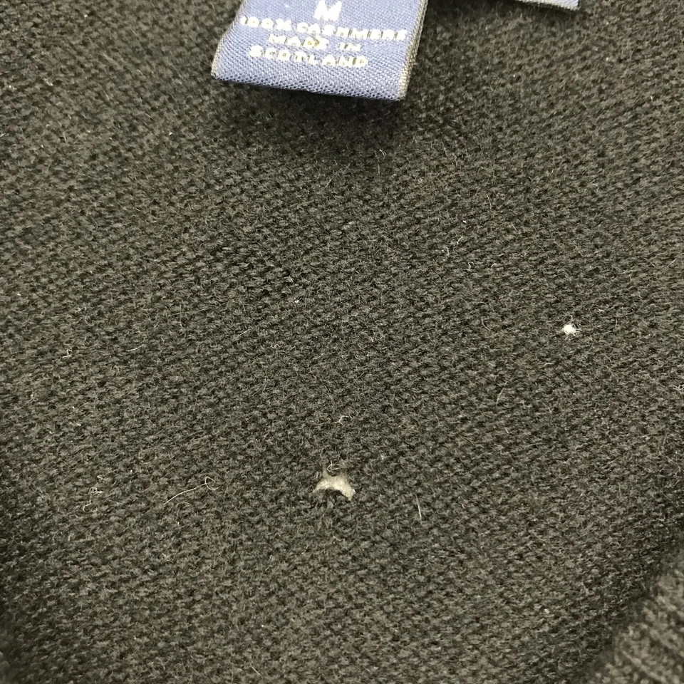 Suéter masculino Brooks Brothers médio preto gola V 3 dobras cashmere pulôver jumper - Imagem 4 de 4