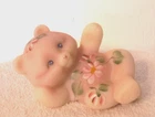 Fenton Burmese Glass HandPainted Reclining Bear Figurine - Glows