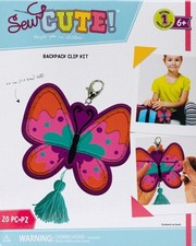 DIY Sew Cute Butterfly Kids Beginner Felt Backpack Clip Sewing Kit