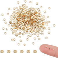 300 StüCk 18K Vergoldete 2Mm SäUlen Abstandsperlen Goldene Lose Flache Runde Gla