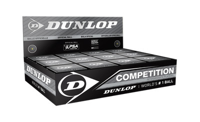 Dunlop Sport Squash Bälle COMPETITION 12x Einzelverpackung BLACK (1 Punkt)