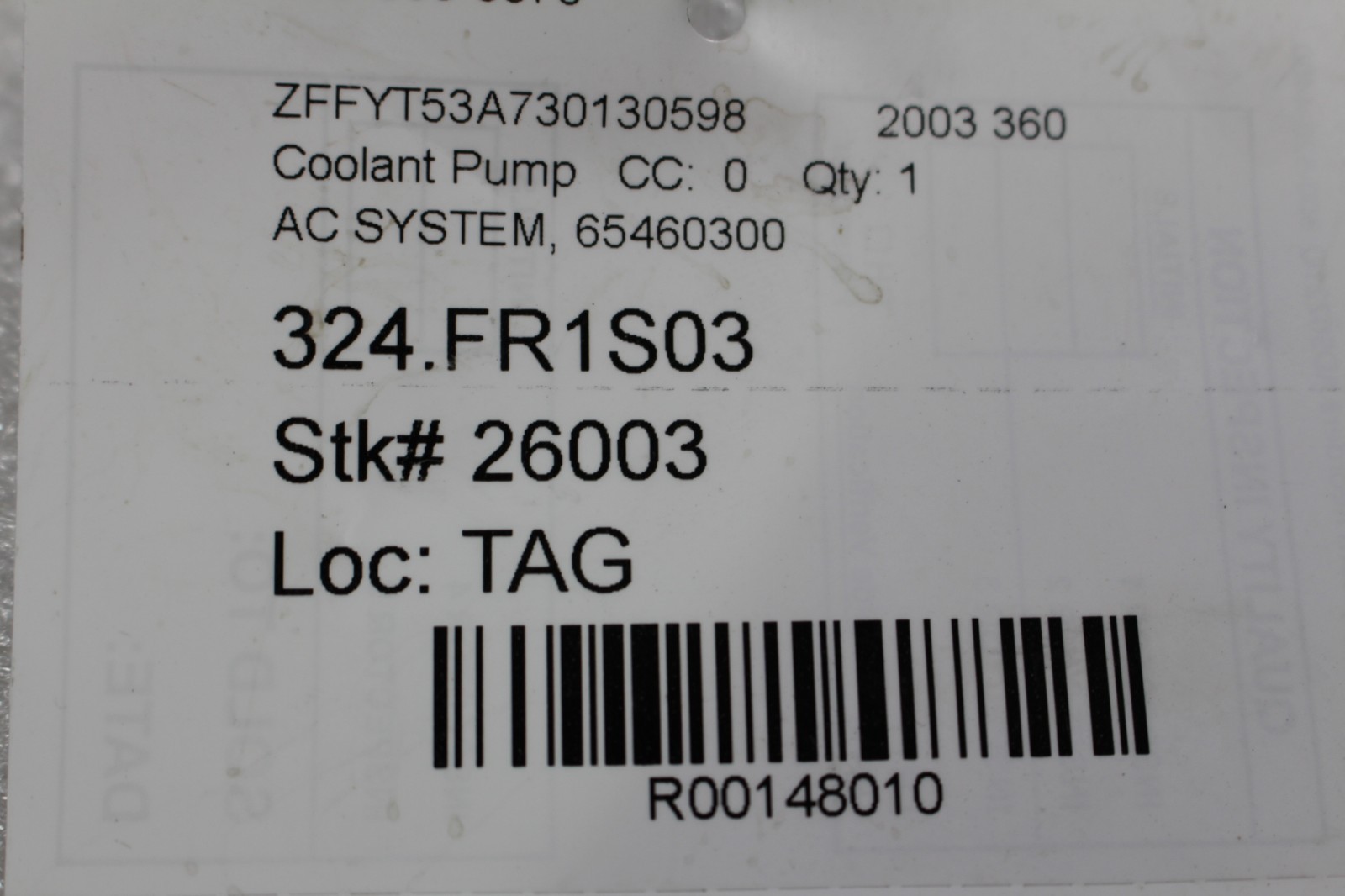 Ferrari 360 Auxiliary water pump P/N 65460300