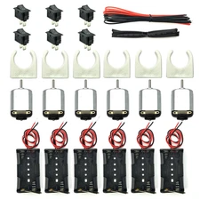 6 Set Small DC Motor Mini Electric Hobby Motors 1.5V-3V 24000RPM with 2X1.5V AA
