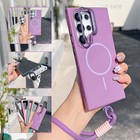 For Samsung Galaxy S26 Ultra S25 S24 S23 S22 Rugged Stand Magnetic Case+Strap