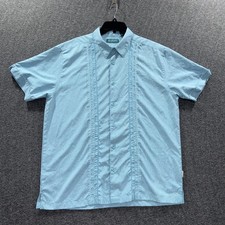 Cubavera Shirt Mens Large Embroidered Guayabera Short Sleeve Button Up Summer