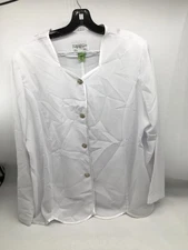 Tally Taylor White Blouse LS Womens 18W Jewels Rhinestone Buttons READ Descrip