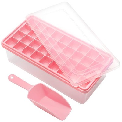 Silicone Ice Cube Tray with Leak-Proof Lid & Storage Bin for Freezer   BPA-36...