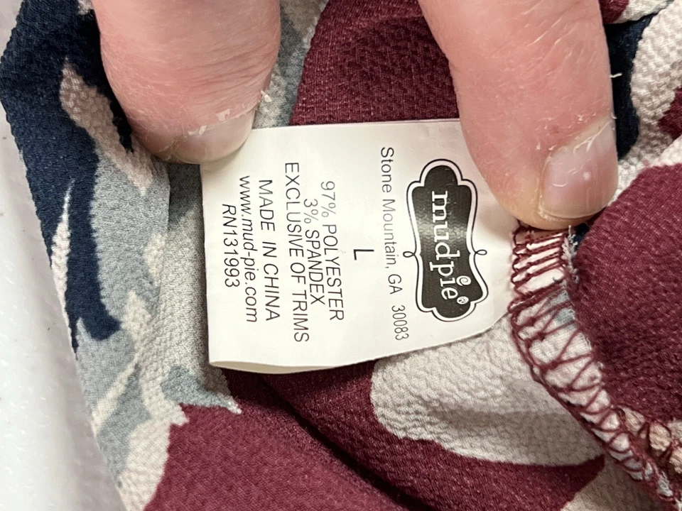 Top túnica Mud Pie L Borgoña floral con cordón escote LS campesino cottagecore Foto 4 de 4