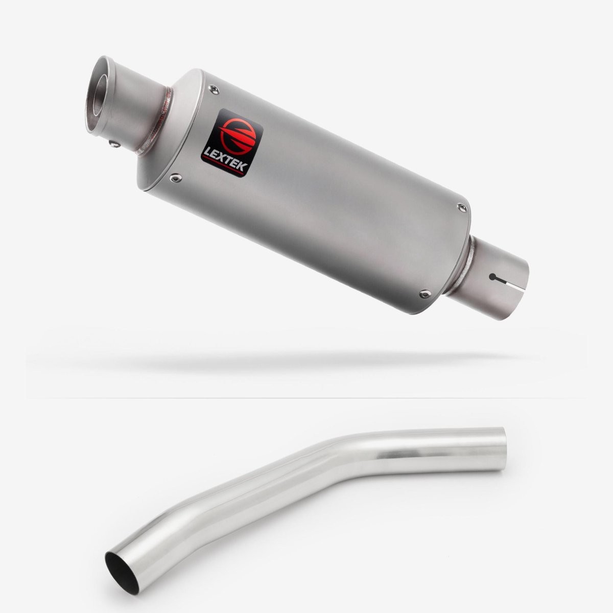 Lextek Stainless Steel GP1 Matt 240mm Exhaust with Link Pipe Silencer Chrome