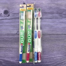 4 LOT GUM SuperTip 460 Toothbrush Full Soft Bristles w/ Tongue Cleaner VINTAGE