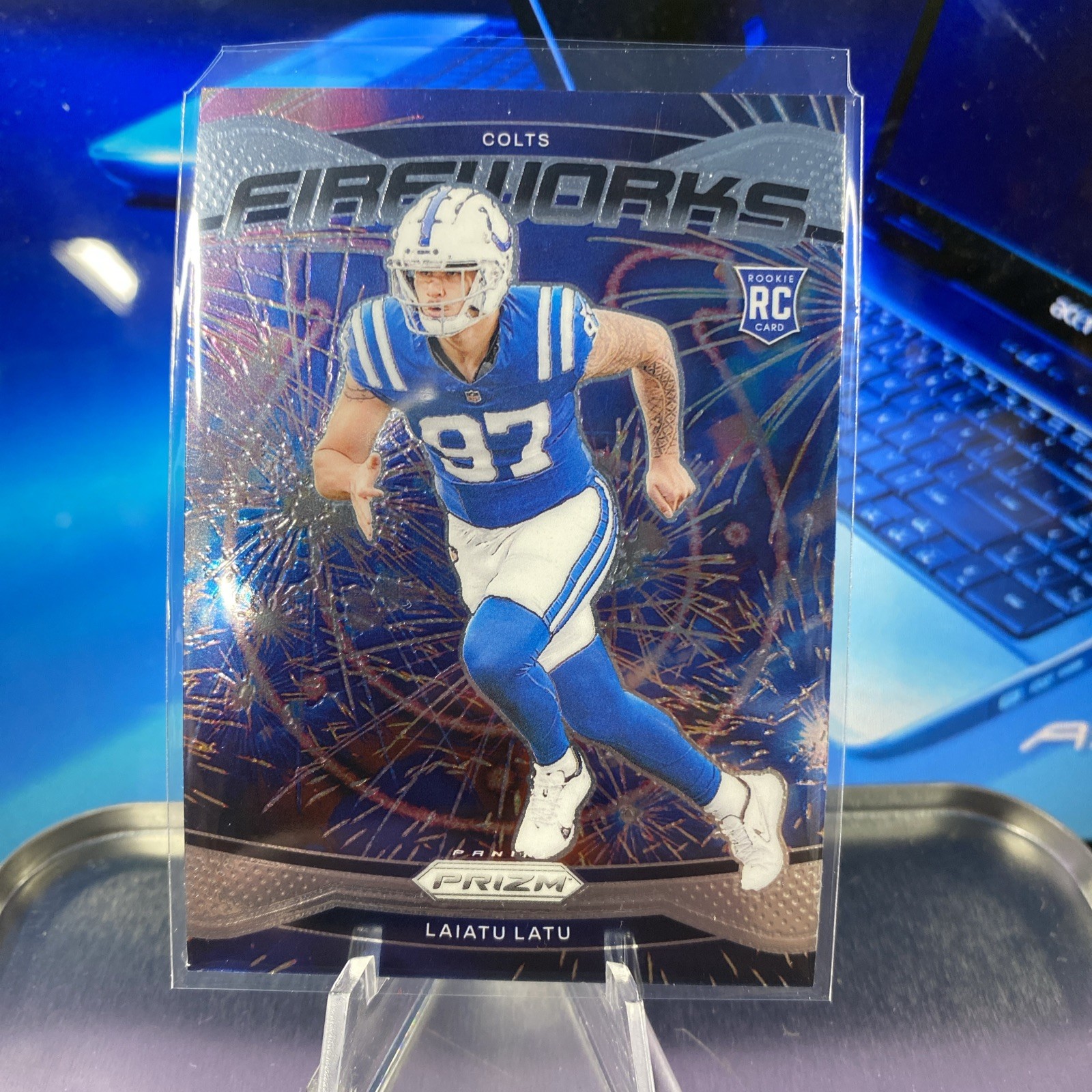 2024 Panini Prizm - Fireworks Silver Prizm #17 Laiatu Latu (RC)