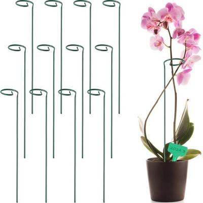 Garden Plant Support Stakes, 12 Pack 16 Inch, With 15 Labels, Green